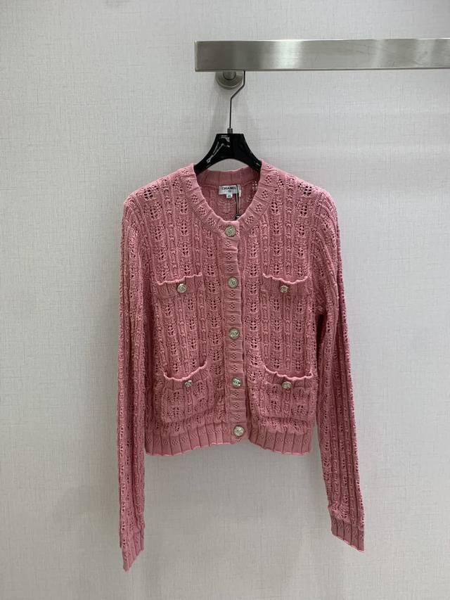 Highly recommend Chan* 2025 Early Autumn New Hollow-out Knit Cardigan, solid col