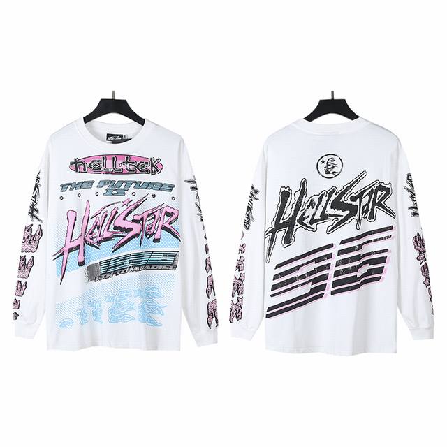 559# Real Shot Hellstar High Street Fashion Cotton Loose Fit Long-Sleeve T-Shirt