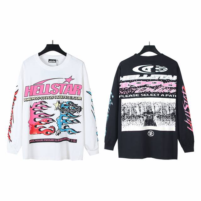 558# Real Shot Hellstar High Street Fashion Cotton Loose Fit Long-Sleeve T-Shirt