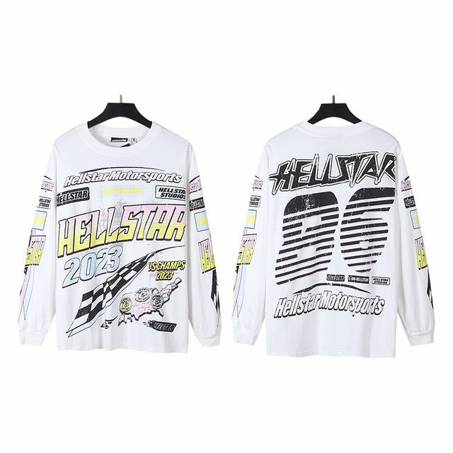 556# Real Shot Hellstar High Street Fashion Cotton Loose Fit Long-Sleeve T-Shirt