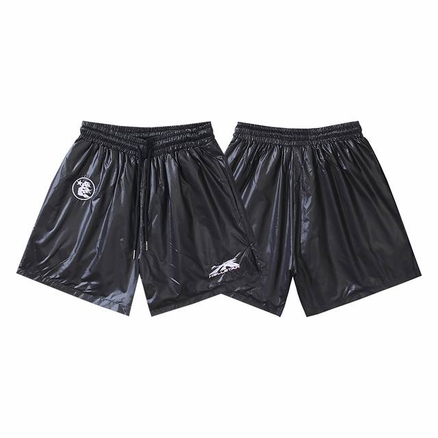 717# Real Shot Hellstar Embroidered Casual Sports Beach Shorts Color: Black Size