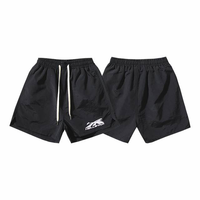 710# Real Shot Hellstar Embroidered Casual Sports Beach Shorts Color: Black Size