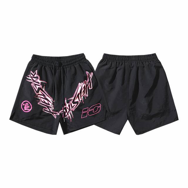 708# Real Shot Hellstar Casual Sports Beach Shorts Color: Black Sizes: SML XL Dd