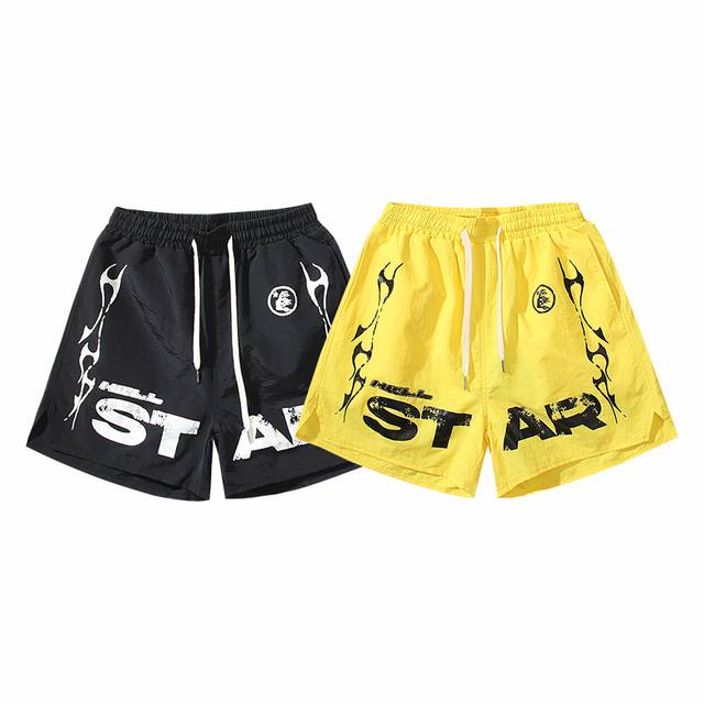 707# Real Shot Hellstar Casual Sports Beach Shorts Colors: Black, Yellow Sizes: