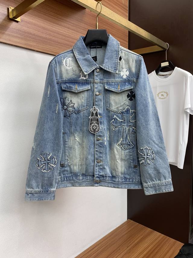 Chrome Hearts Fall/Winter Men's Denim Jacket, same style as in boutiques. Perfec