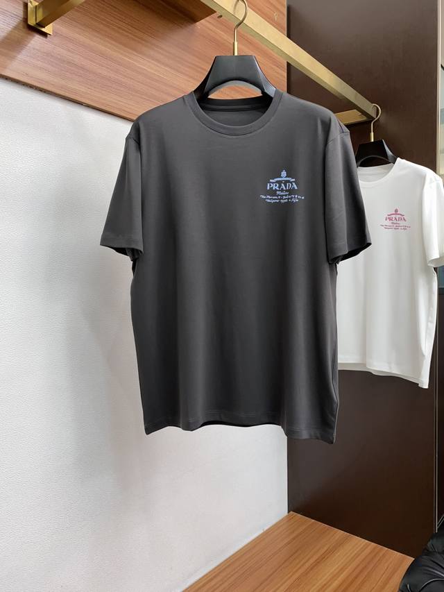 Prada 2025 New Slightly Wide Short-Sleeve T-Shirt. Made with custom modal fabric