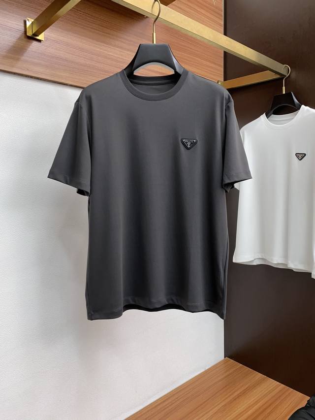 Prada 2025 New Slim Fit Short-Sleeve T-Shirt (Ddd). Made with custom modal fabri