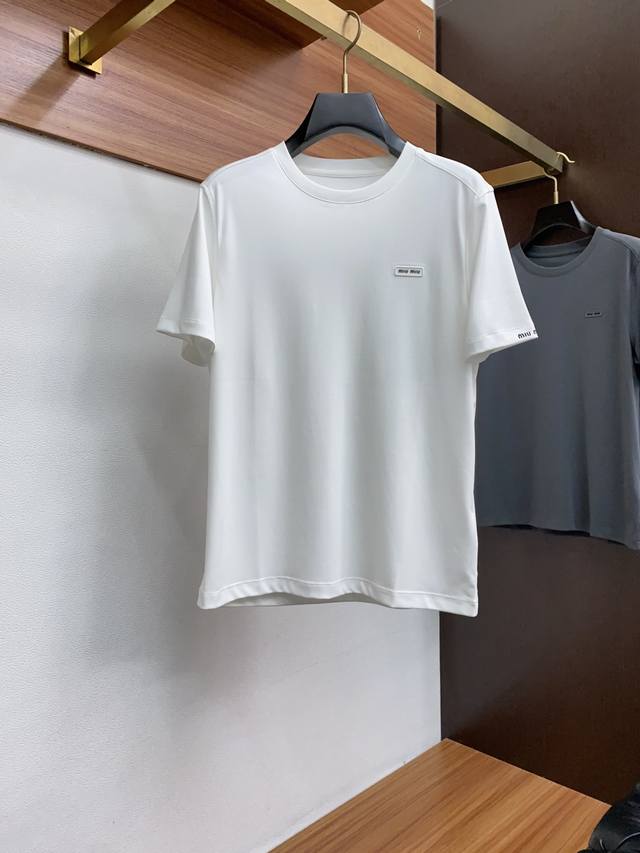 Miu Miu 2025 New Slim Fit Short-Sleeve T-Shirt (Ddd). Made with custom modal fab
