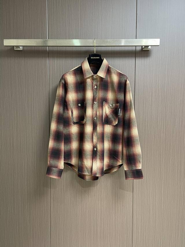 Balenciag Long-Sleeve Shirt Jacket. Made with custom-designed classic long-stapl