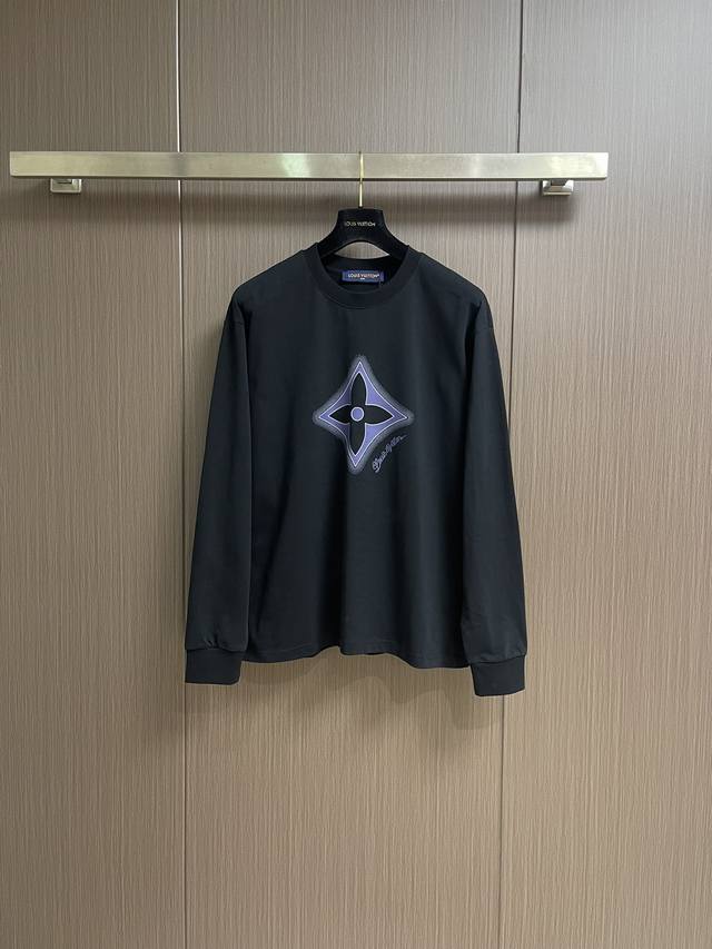 Lv 2025Fw Printed Logo Long-Sleeve T-Shirt. Made with custom-made G-grade double