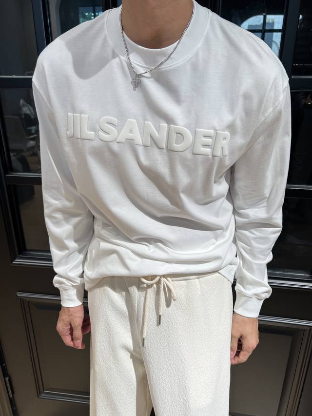 Jil Sander 2025 Early Autumn New Letter Foam Print Loose-fitting Pure Cotton Lon