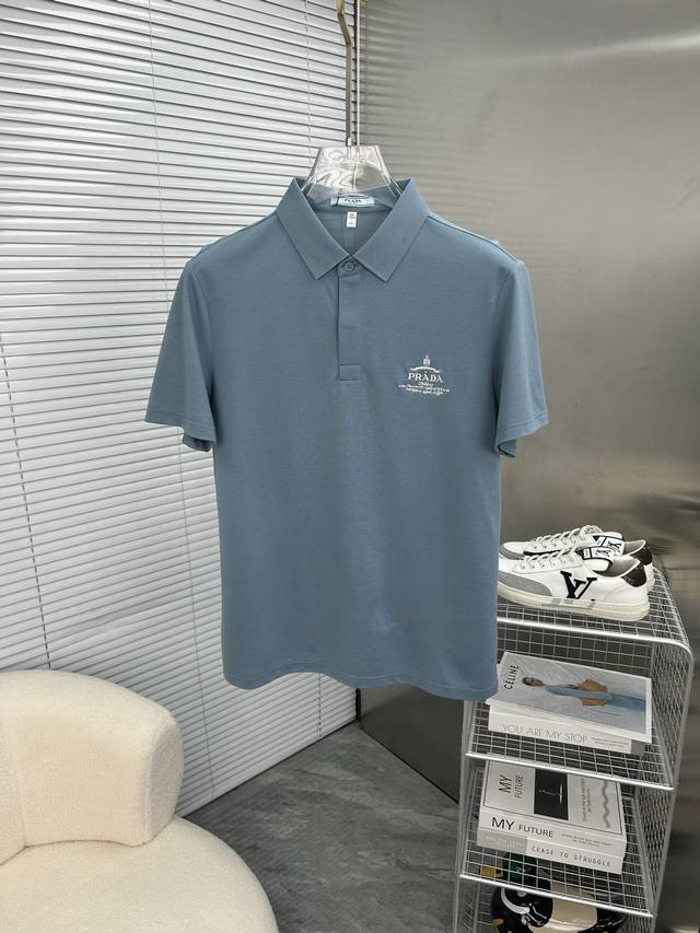 Prada Men's 2025 Spring/Summer New Short-Sleeve Polo Shirt. A top choice for ele