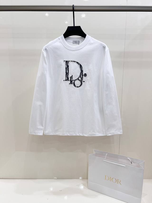 Dior 2025 New Classic Crew Neck Long Sleeve T-Shirt, Made in Italy, made from hi