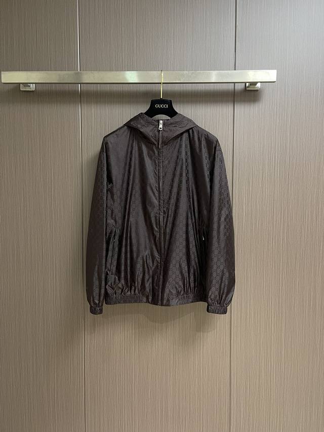 Gucci 2025Fw Early Autumn New All-Over Jacquard Hooded Long-Sleeve Jacket. This