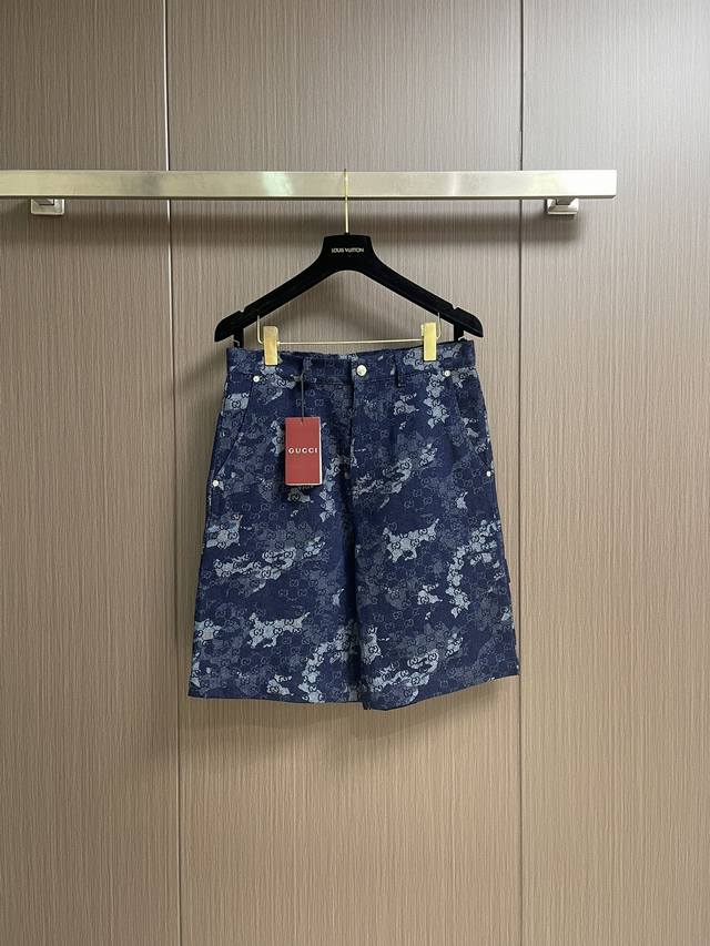 Top and Shorts 270 Gucci Jacquard Denim Short-Sleeve Shirt and Shorts Set. From