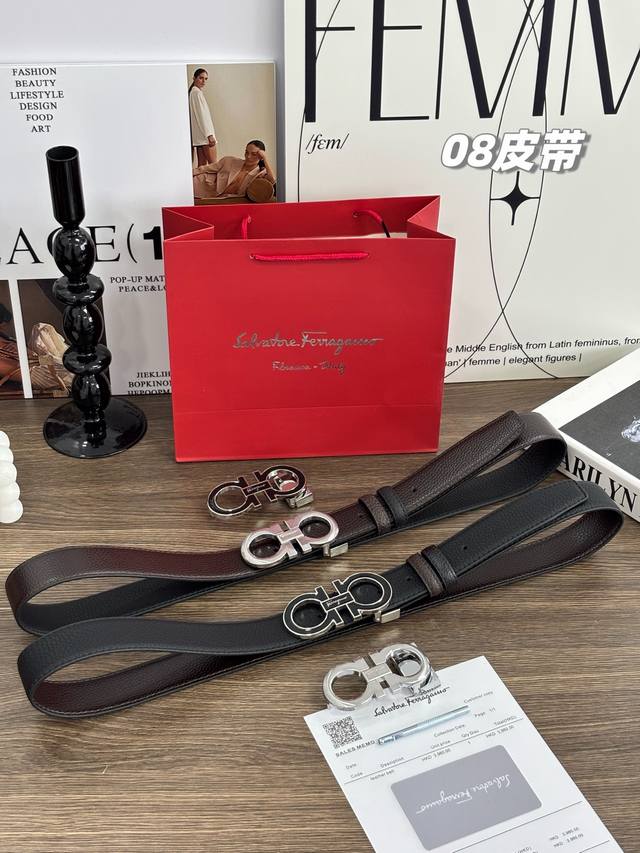 Box, the perfect gift! Ultra-high-end! The Ferragamo 08 Double-Headed Men's Belt