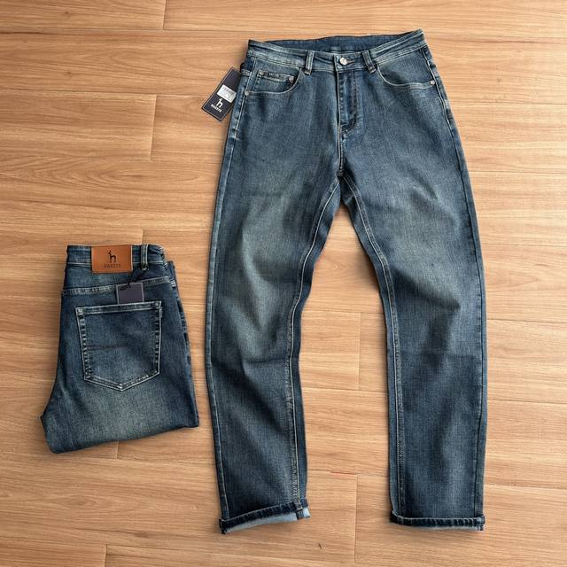 Hodges Men's Business Autumn/Winter Thickened Jeans, 3D Cut Straight Slim Leg, S