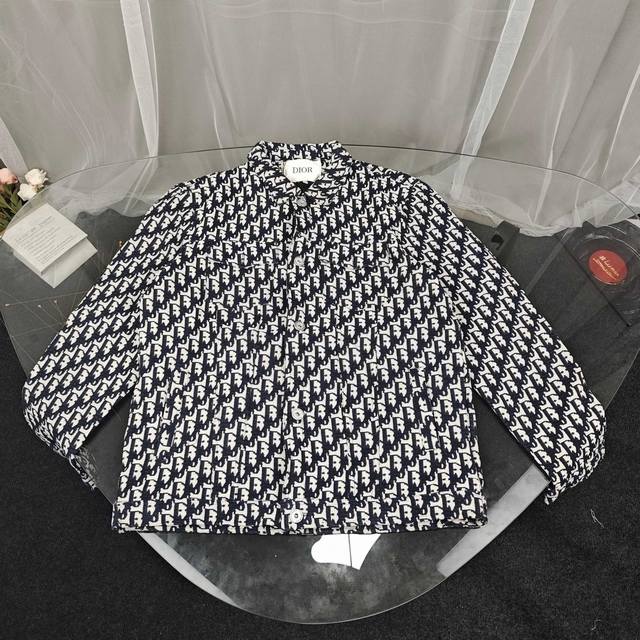 Dior All-over Jacquard Workwear Denim Jacket Custom-woven and dyed jacquard fabr