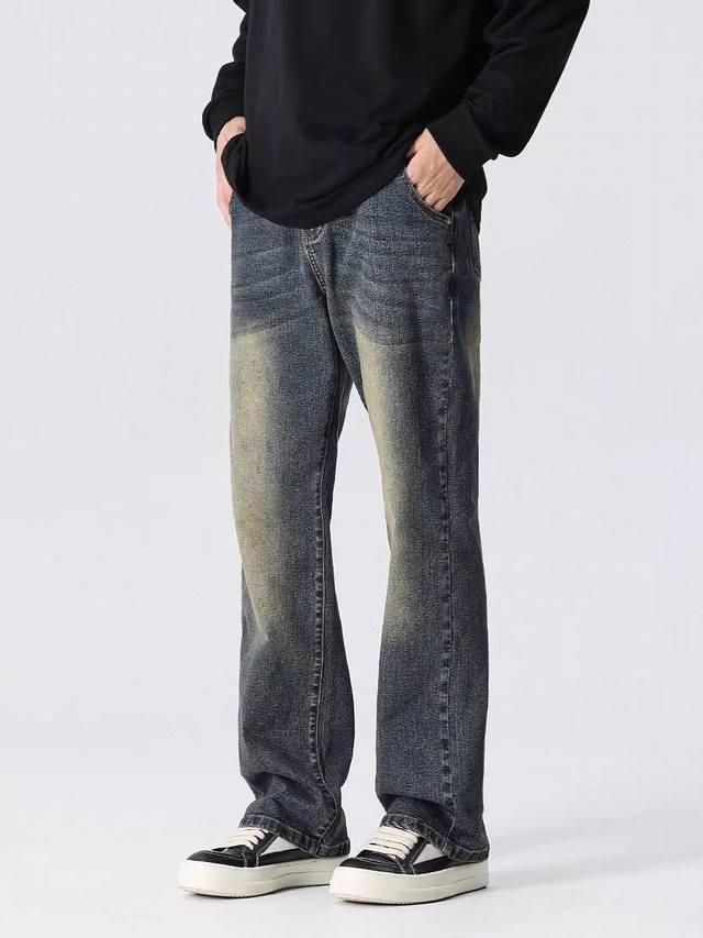 High-quality #Balenciaga 25 New High Street Flared Washed Denim Jeans, Unisex -