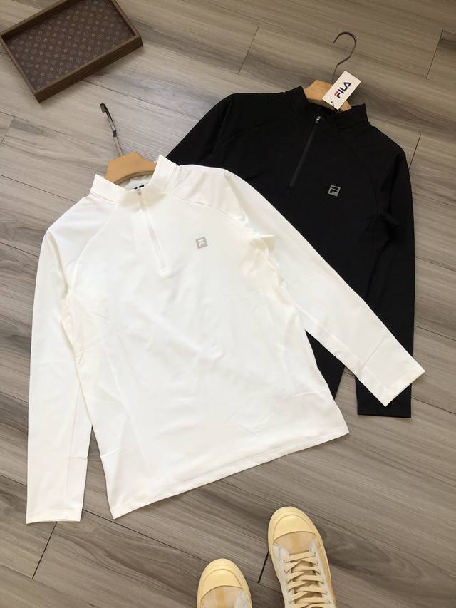 F Brand Logo Printed Men's Sports Fitness Hiking Half-Zip Long-Sleeve T-Shirt. C