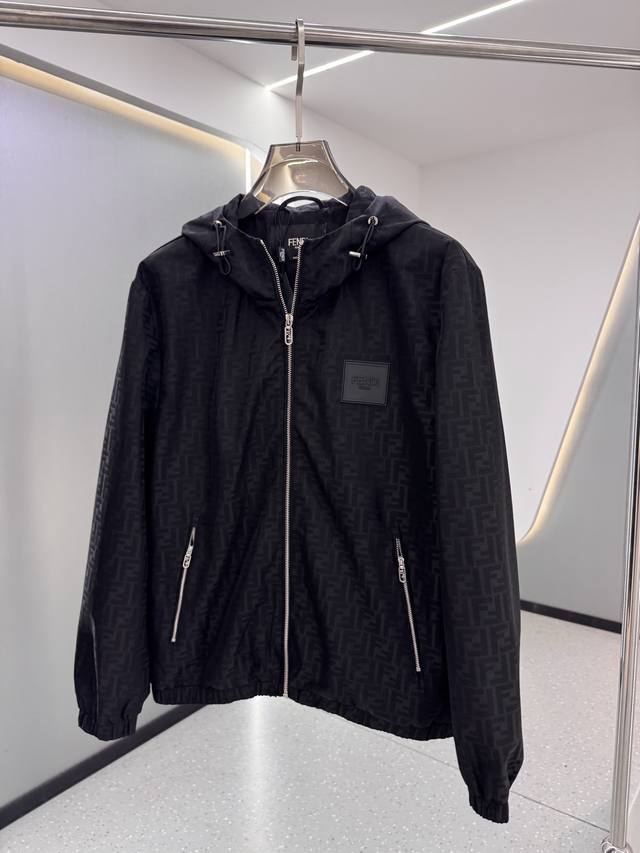 Ff25Ss New Hooded Lined Bomber Jacket. This jacket is made of Ff jacquard nylon
