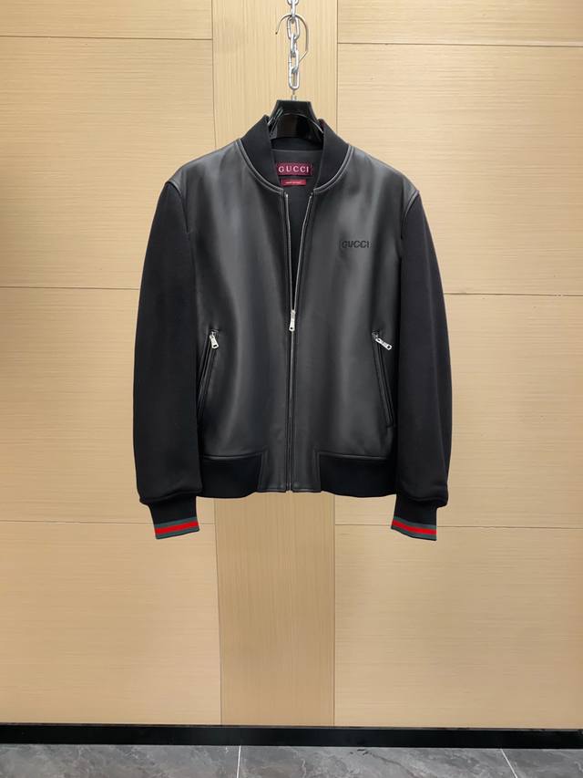 100% Genuine Leather. Gucci Nappa Leather Bomber Jacket. Soft Nappa leather + wo