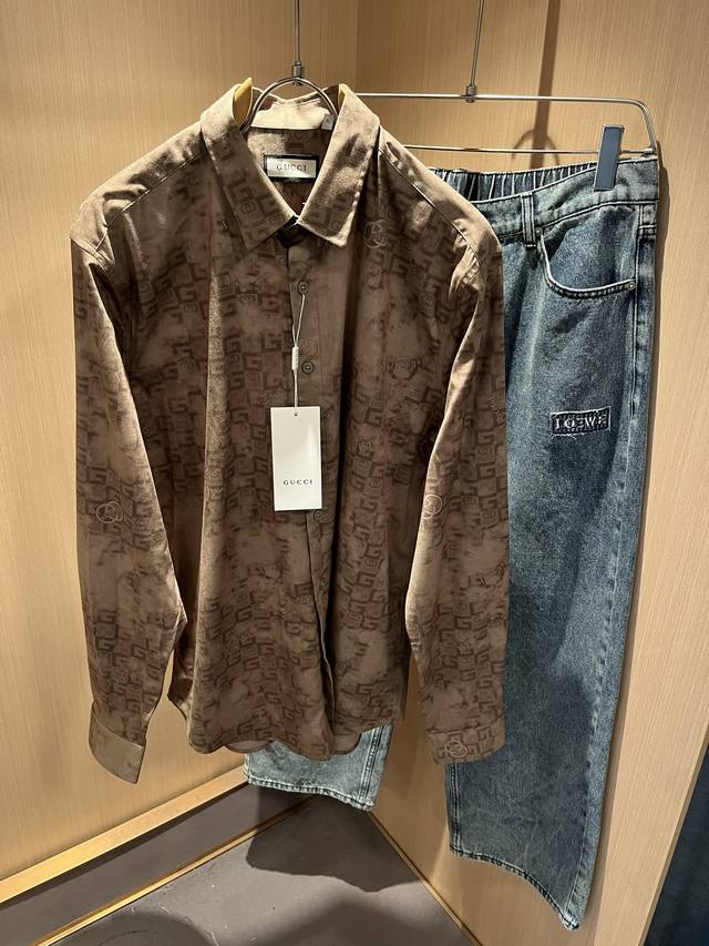 Guc*I 2025 Autumn New Men's Long-Sleeved Shirt, Rarely Available Through Trading