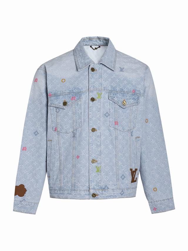 Jacket - Louis Vuitton lapel button-down long-sleeved denim jacket. Authentic, p