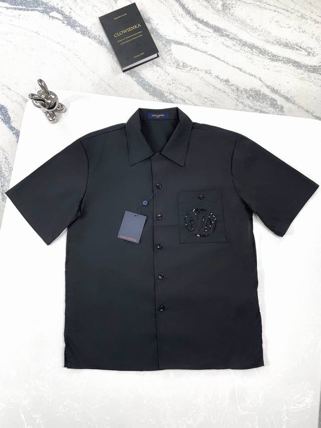 High-quality Louis Vuitton 25Ss new short-sleeved shirt with sequined embroidere