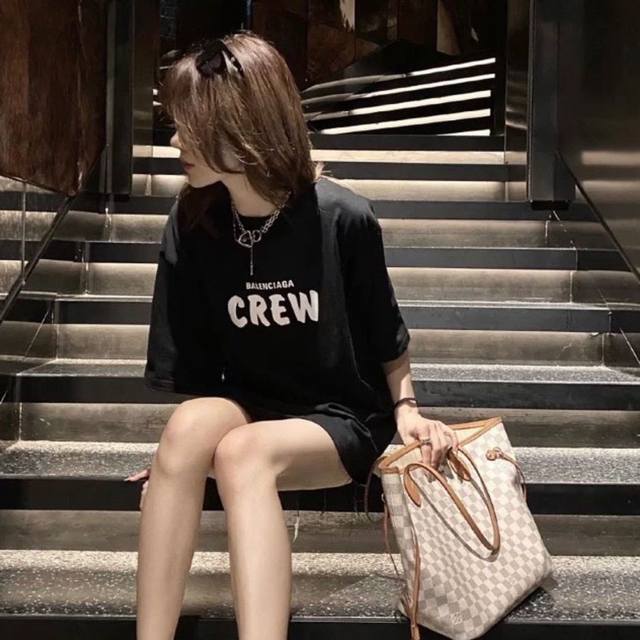 Upgraded Fabric, Style No.: 1012 Balenciaga Crew Print Short-Sleeve T-Shirt, Ava