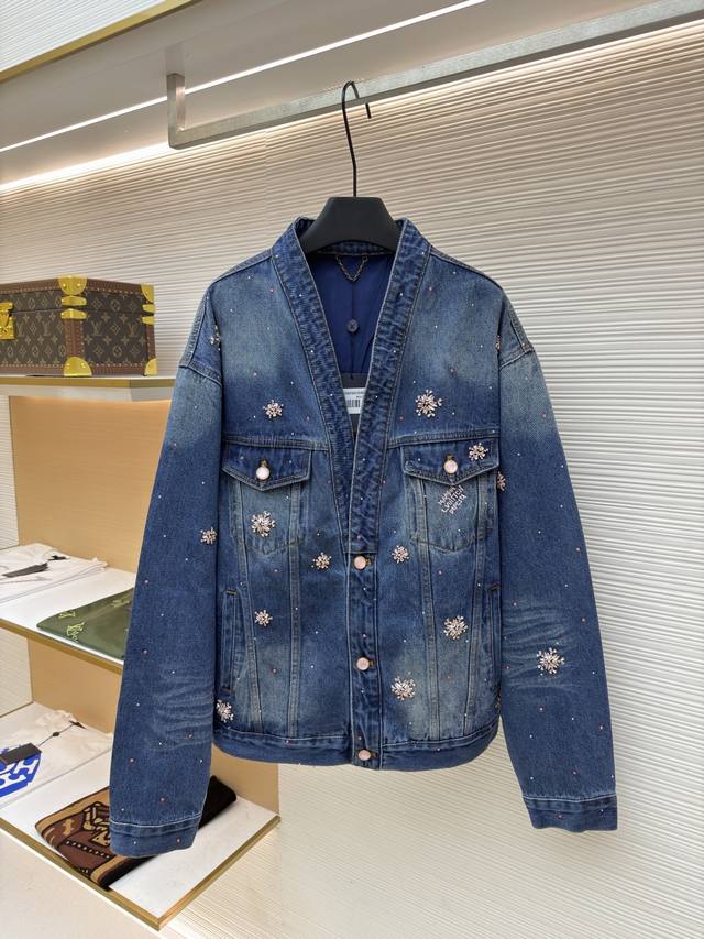 Louis Vuitton Cherry Blossom Rhinestone Denim Jacket Original: Purchased from 72