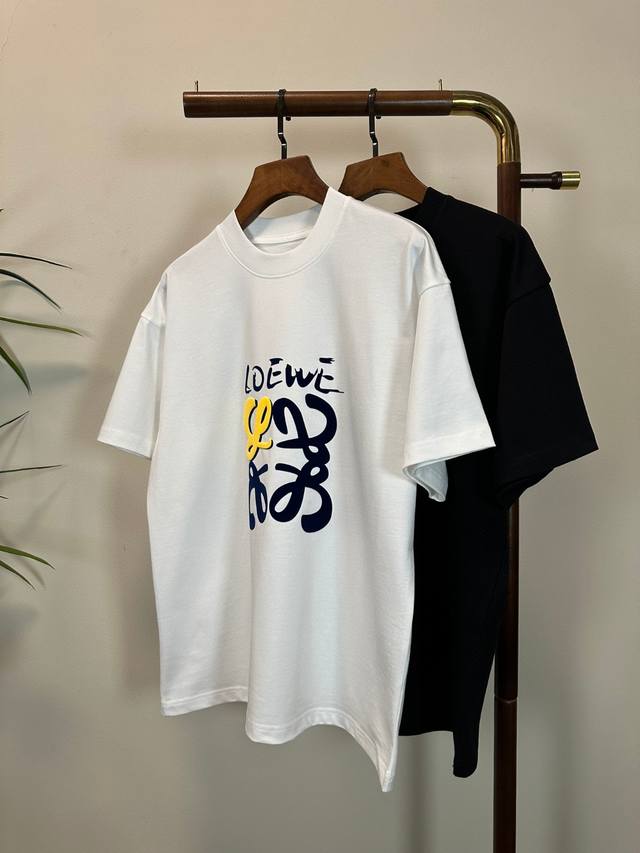 High-weight short-sleeved T-shirt, long-term stock available. Loewe 2025 new rou