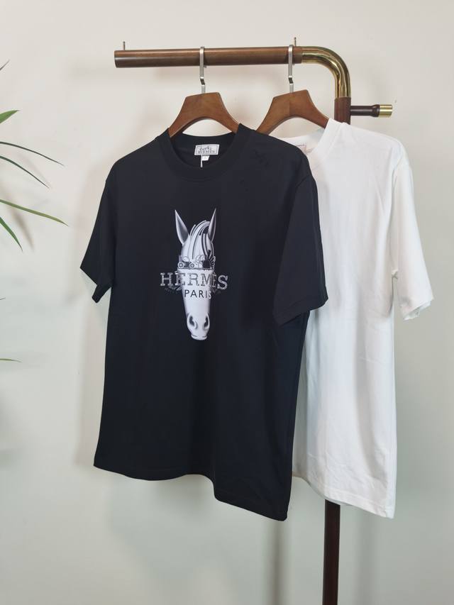 Hermes 2025 New Crew Neck Short Sleeve T-Shirt, High-End Version! Custom-made fa