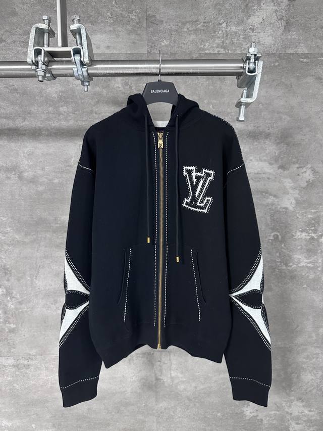 Louis Vuitton 25Ss New Intarsia Wool Blend Zip-Up Cotton Hoodie This lightweight