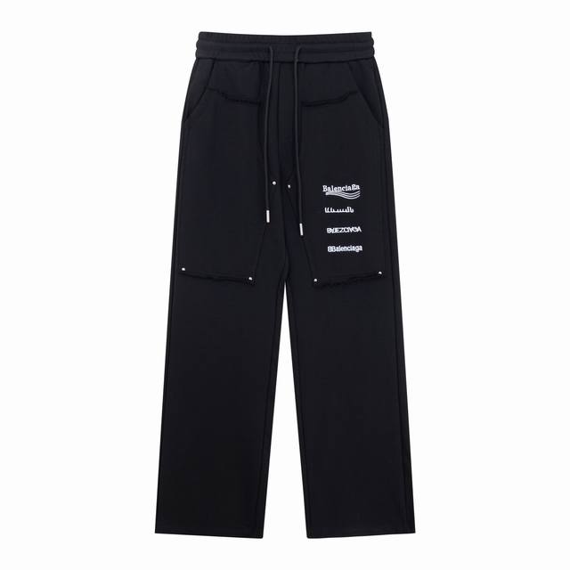 Balenciaga 2025 Autumn/Winter Casual Pants in Terry Cloth. Features classic appl