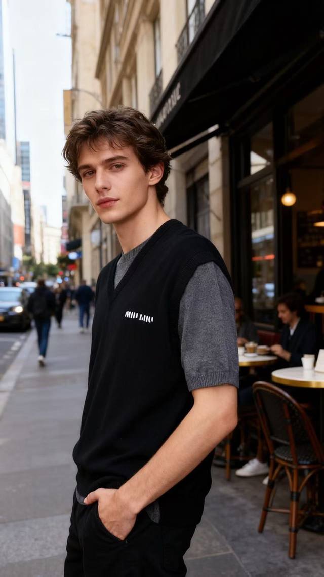 Miumiu. 2025 Autumn New Arrival Fashionable Faux Two-Piece Knit Short-Sleeve Top