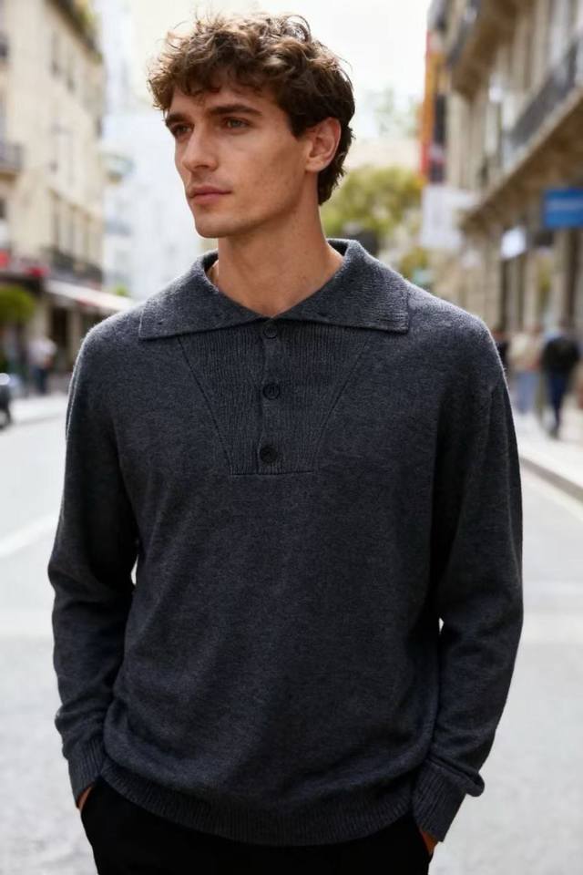 Jelly* Ze*Na. 2025 Autumn New Men's Collared Knit Sweater! Made of comfortable k