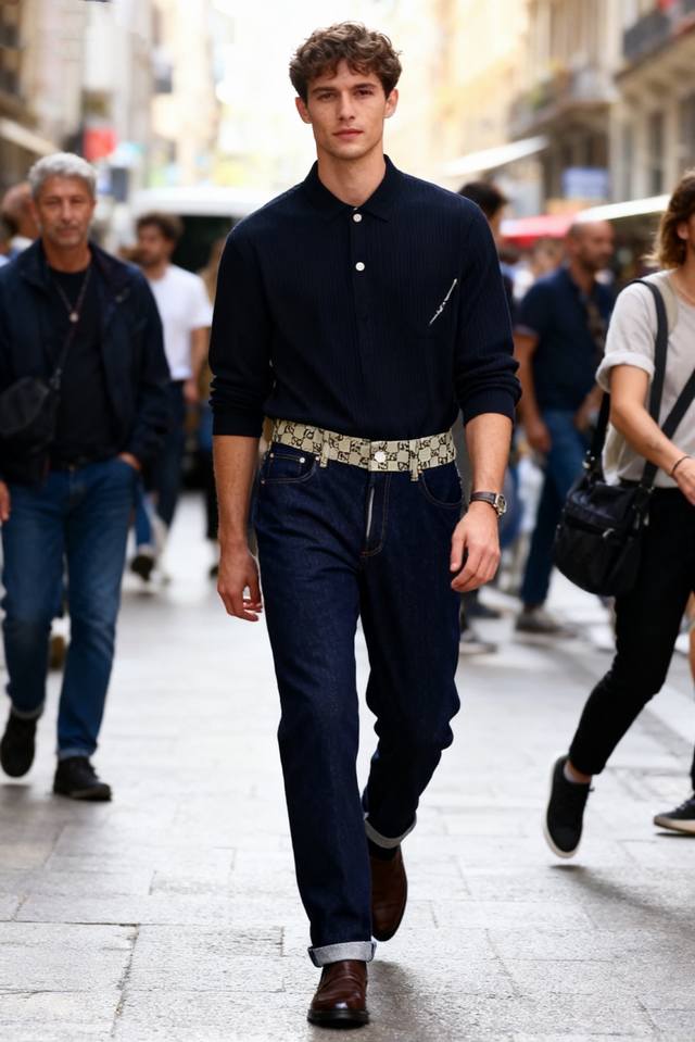 Gucci Gu*Ci. 2025 Autumn New Arrival Original High-End Men's Jeans Luxury Classi