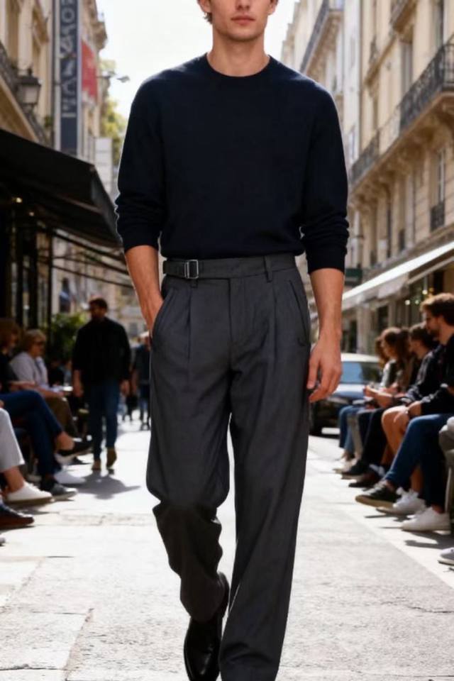 Christian Dior. 25 Autumn New Arrival! Stylish Men's Dark Grey Wide-Leg Casual T