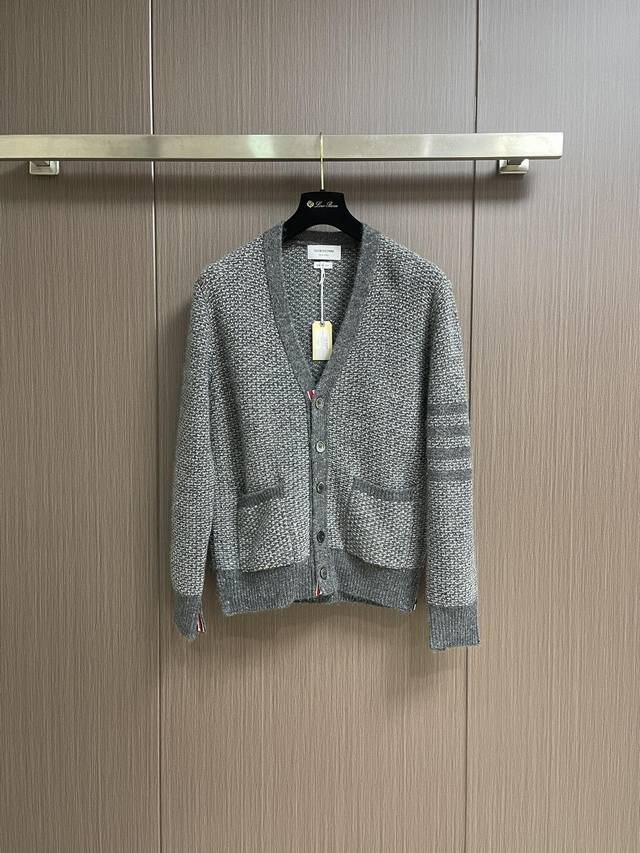 Thombrowne Tb Chunky Knit Wool Cardigan, made with high-density, high-knit wool