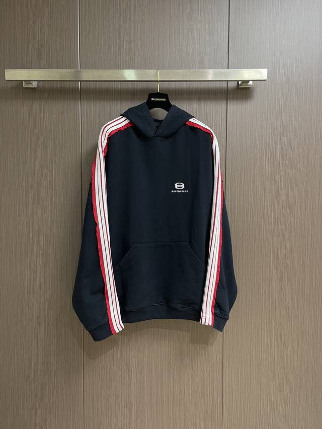 Balenclaga logo striped hoodie, made with exclusive custom-woven G double yarn c