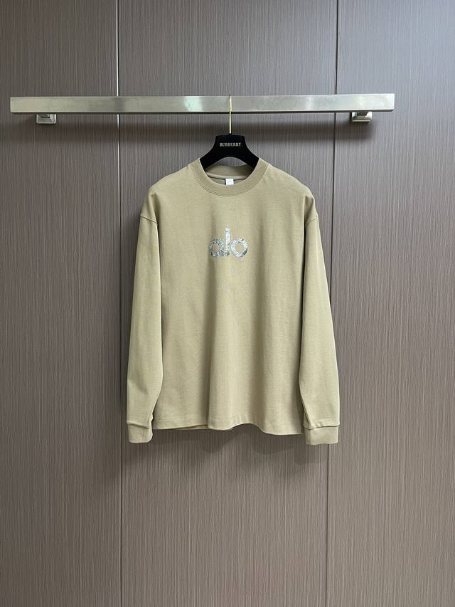 Alo Simple and classic large letter logo print couple's round neck long-sleeved