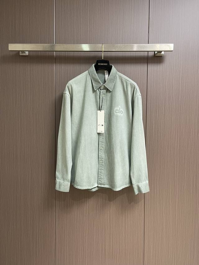 Alo Autumn/Winter Logo Embroidered Casual Solid Color Long-Sleeve Shirt, custom-