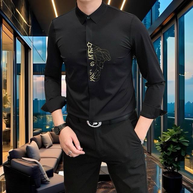 V*Rsace Versace 2025 New Men's Casual Long-Sleeved Shirt, Officially Released. S