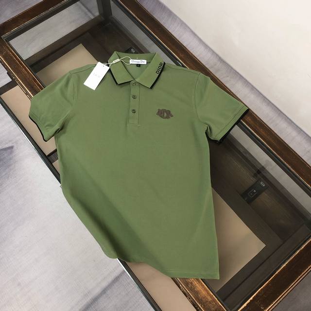 Dior 2025 Latest Men's Short-Sleeve Collared Polo Shirt, featuring the brand's l