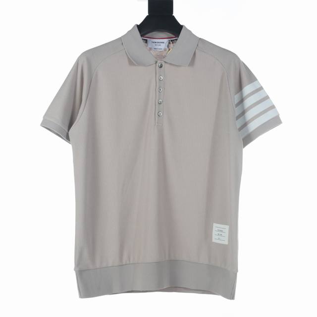 High-quality Thom Browne Tb water ripple four-stripe embossed leather short-slee