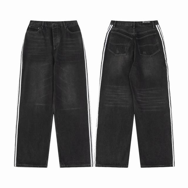 Top-tier version! Balenciaga x Adidas collaboration Adidas three-stripe wide-leg