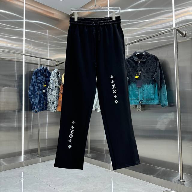 Lv Louis 2025 Autumn/Winter New Logo Embroidered Casual Pants, 360g Custom Fabri