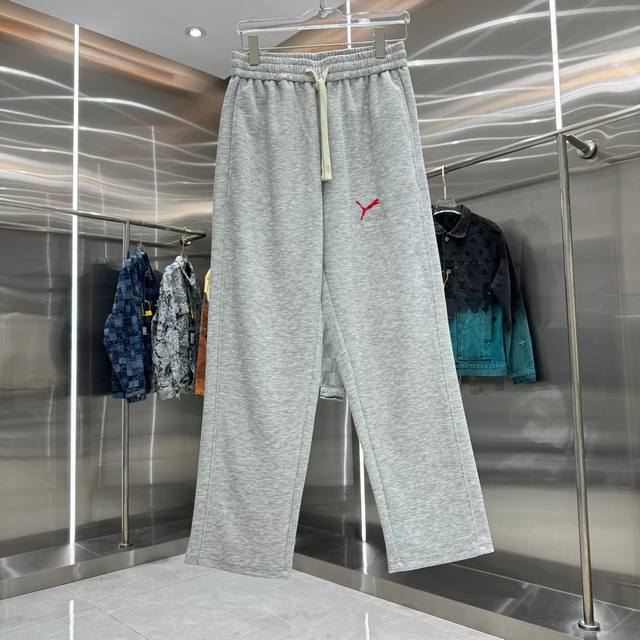 Balenclaga Paris 2025 Fall/Winter New Logo Embroidered Casual Pants, 360g Custom