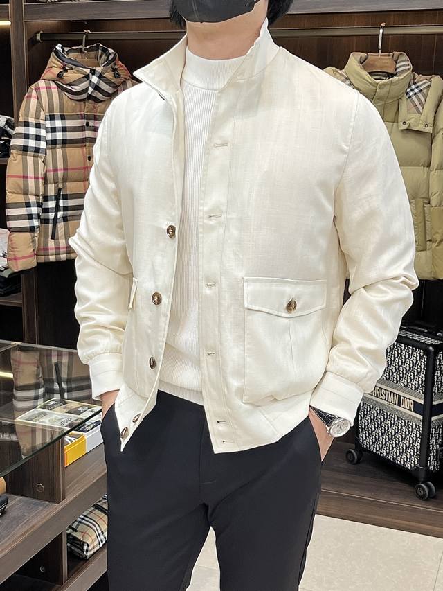 Featured BC25 New Stand Collar Jacket. This jacket is made of 30% linen and 70%